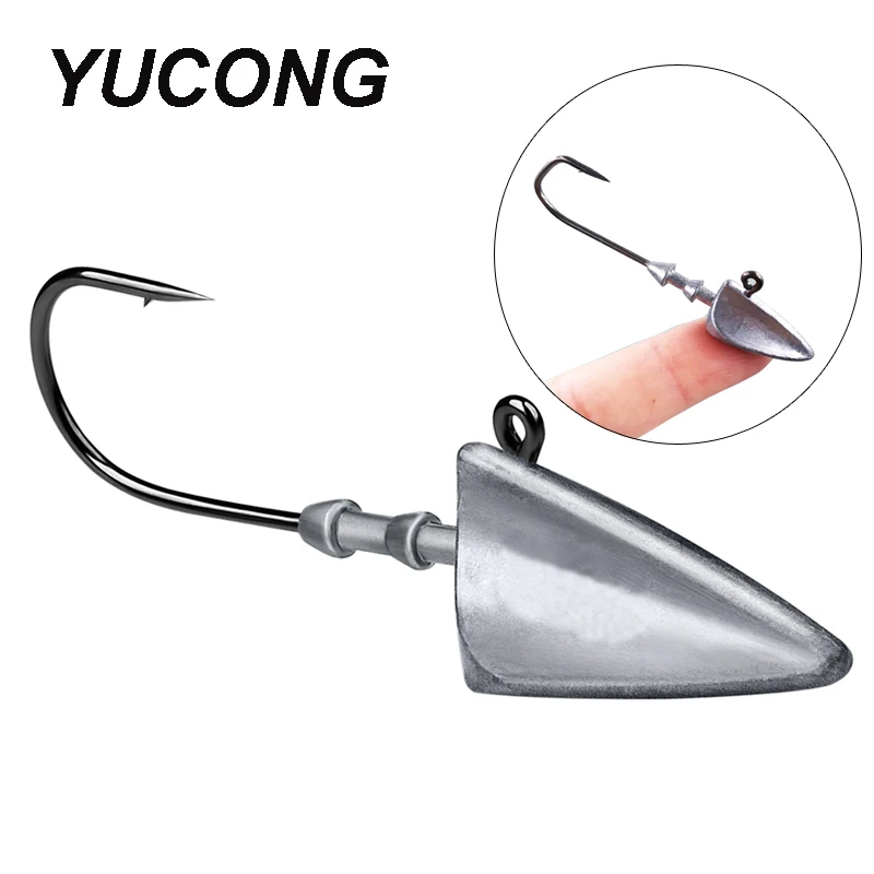 YUCONG 1 лот рыболовные крючки с треугольной головкой 3 5-5-7-10-14-21g для джиггинга мягкой