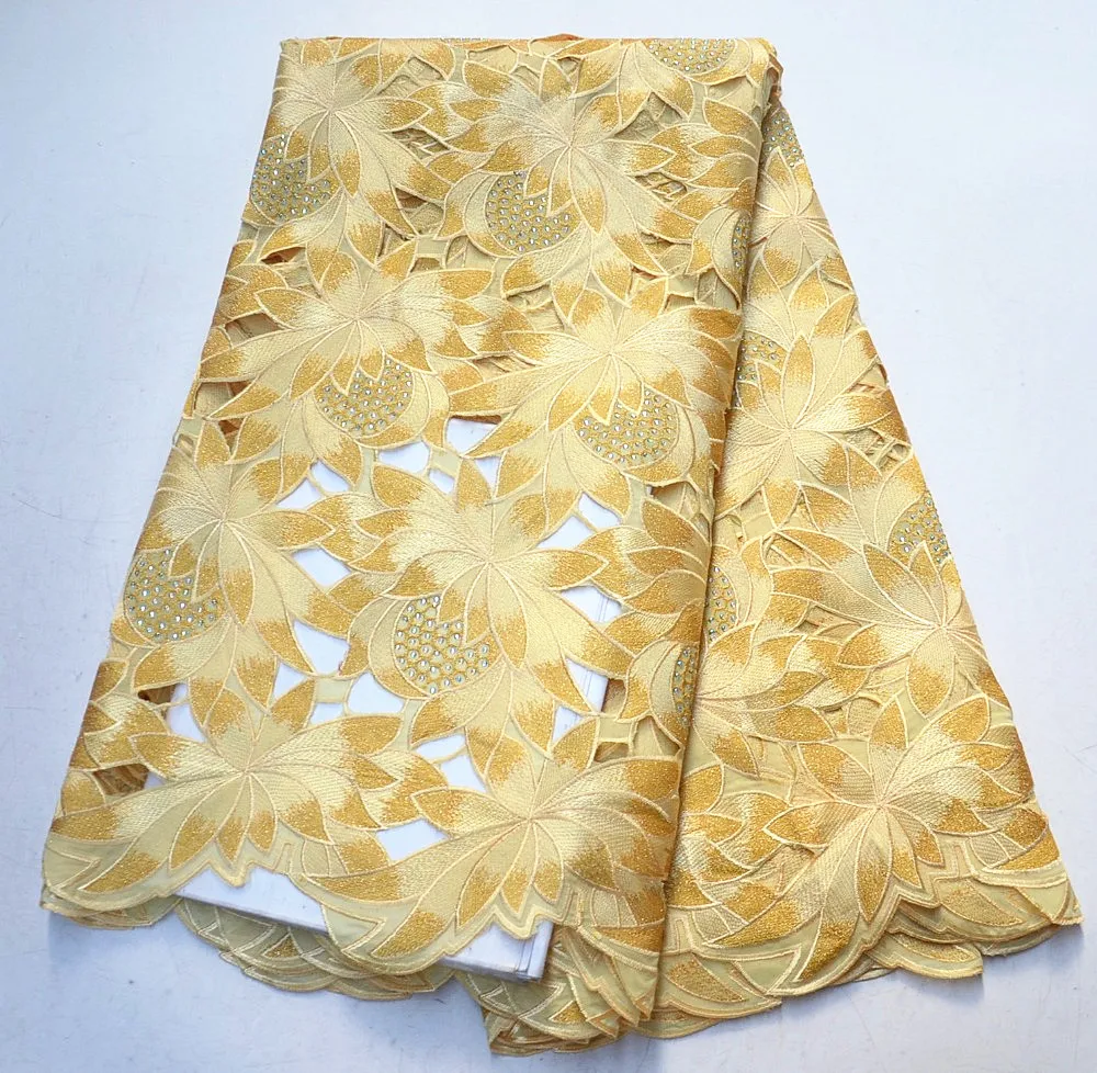 

African handcut cotton Lace Fabric Hot Sale High Quality For Nigerian Wedding Dress handcut dry Lace Fabric