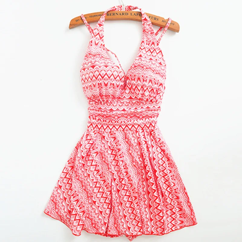 Женский слитный купальник с v образным вырезом бандажный боксеры оборками на