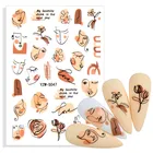 3D самоклеющиеся наклейки для ногтей абстрактное лицо цветочный дизайн наклейки для ногтей s слайдер для дизайна ногтей с обратной клейкой пленкой декоративные стикеры наклейки