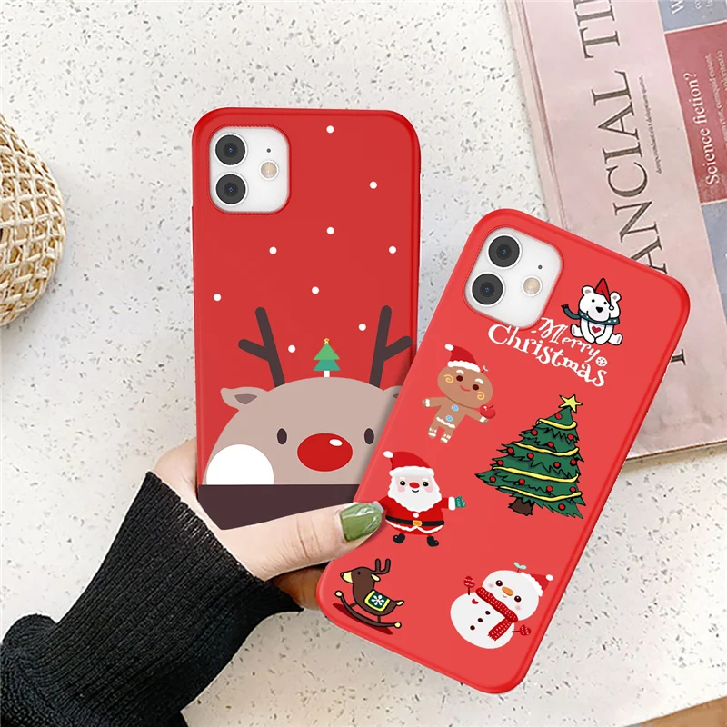 uigo cartoon christmas phone case for iphone 13 11 12 pro max 7 8 6 6s plus 12 santa claus lovely cover for iphone xr x xs se free global shipping