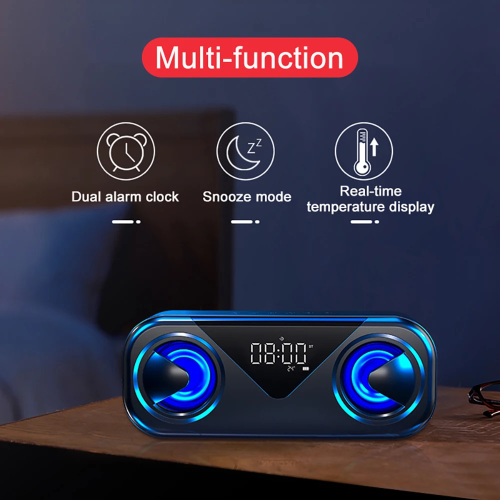 FM радио Bluetooth колонки СВЕТОДИОДНЫЙ ная акустическая система усиленный будильник