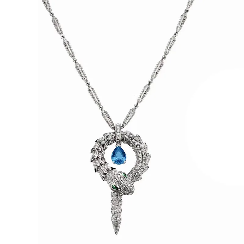 

European and American Micro Paved AAA zircon Animal Snake Shape Necklace for Women Fashion Necklace Long Pendant Jewelry Gifts