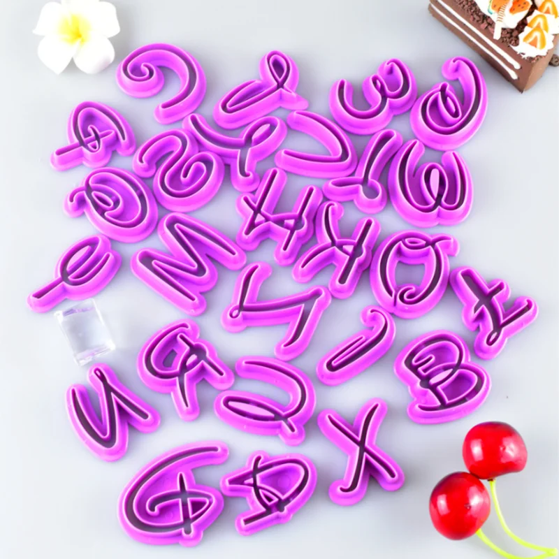 

26pcs/set Cartoon Alphabet Mold Figure Plastic Letter Cake Molds Chocolate Mold Cookie Cutter Fondant Molds for Cake Decorating
