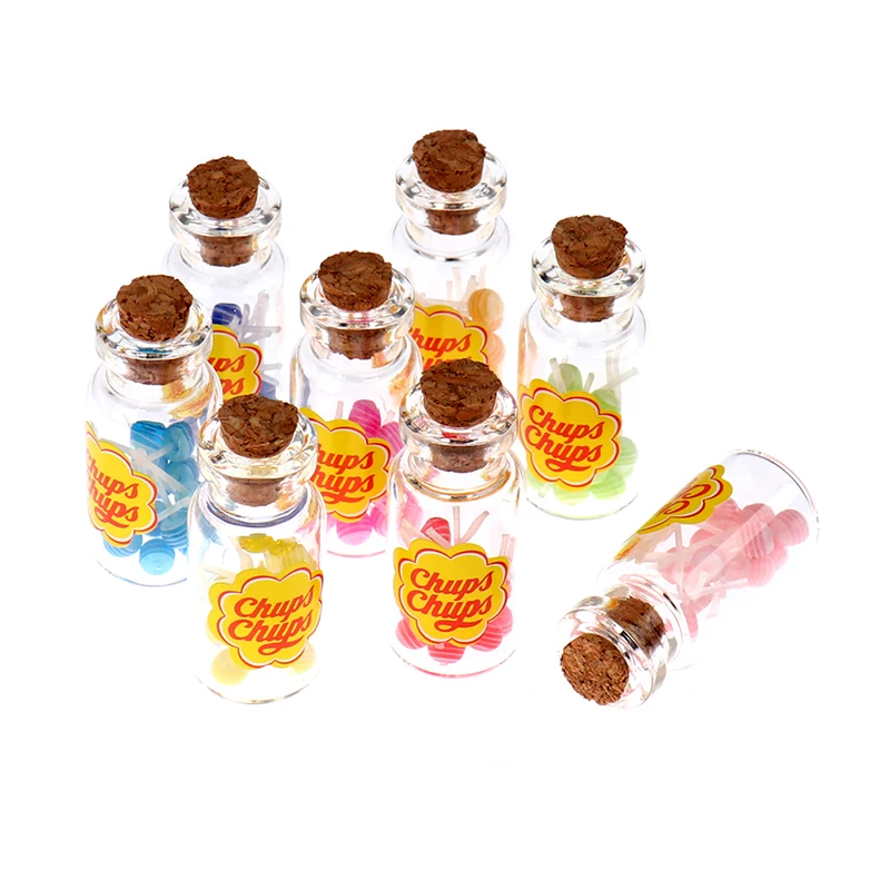 

1/12 Dollhouse Miniature Food Dessert Sugar Lollipops With Bottle Candy Toys For Dollhouse Decals New