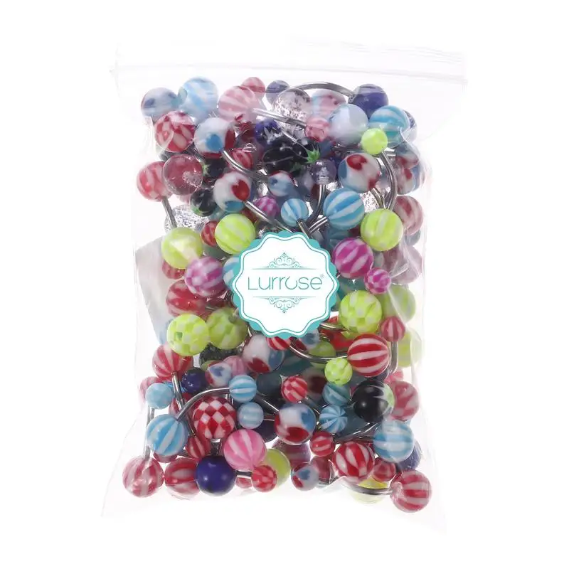 

Lurrose 100pcs Belly Button Rings Women Belly Piercing Jewelry Belly Bars Navel Rings Color mixing