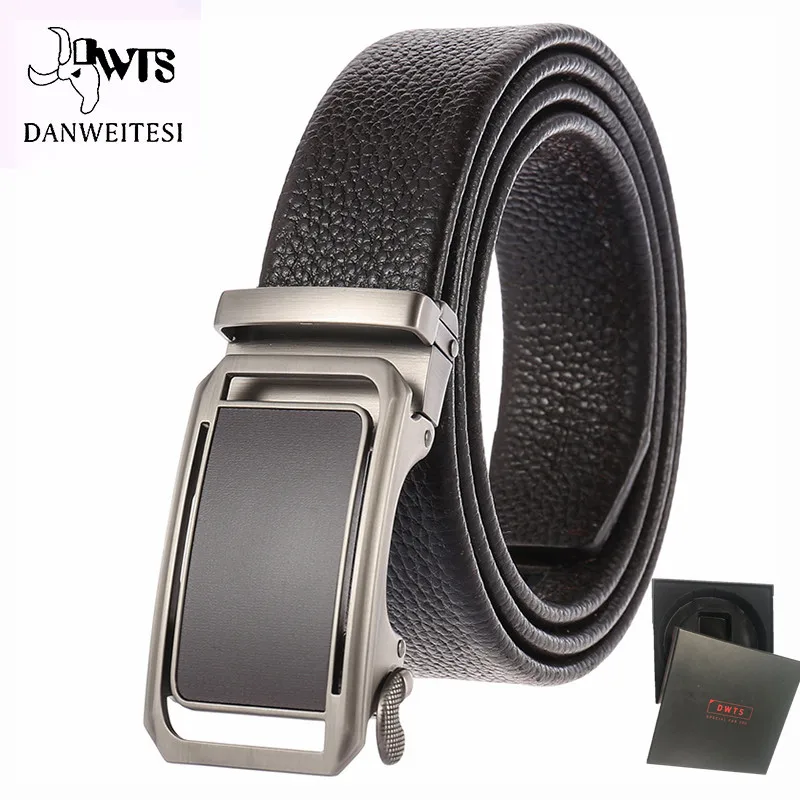 

[DWTS] Brand Automatic Buckle Genuine Leather Belt Men's Belts Cow Leather Belts for Men 3.5cm Fashion Business free shipping