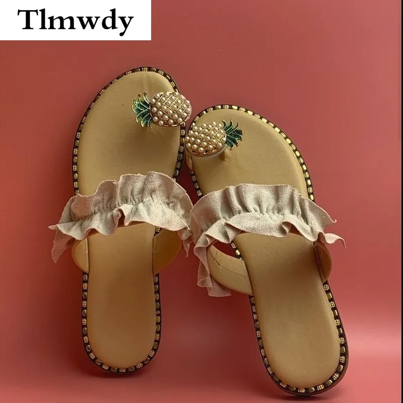 

2021 Summer Women Flat Slippers Pineapple Fashion Casual Women Slippers Walking Comfortable Outside Wear Beach Women Slippers