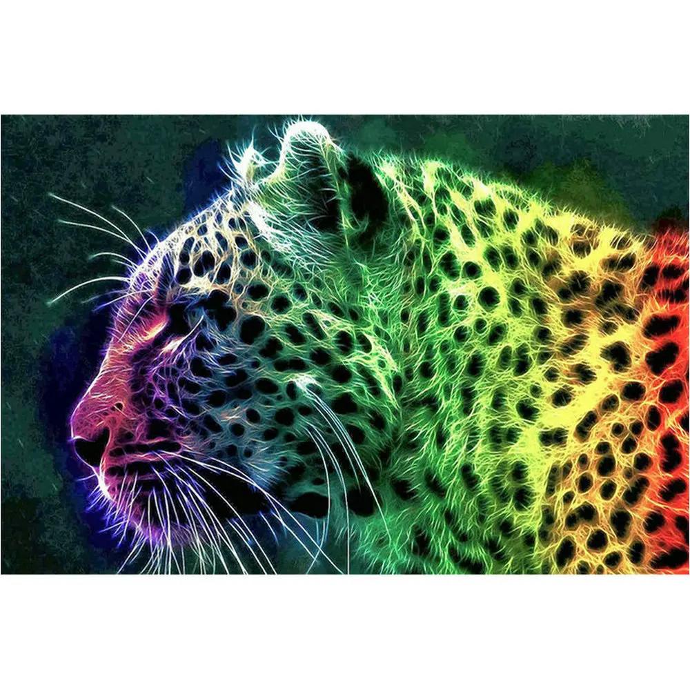 5D полноразмерная квадратная круглая алмазная живопись Jaguar вышивка крестиком