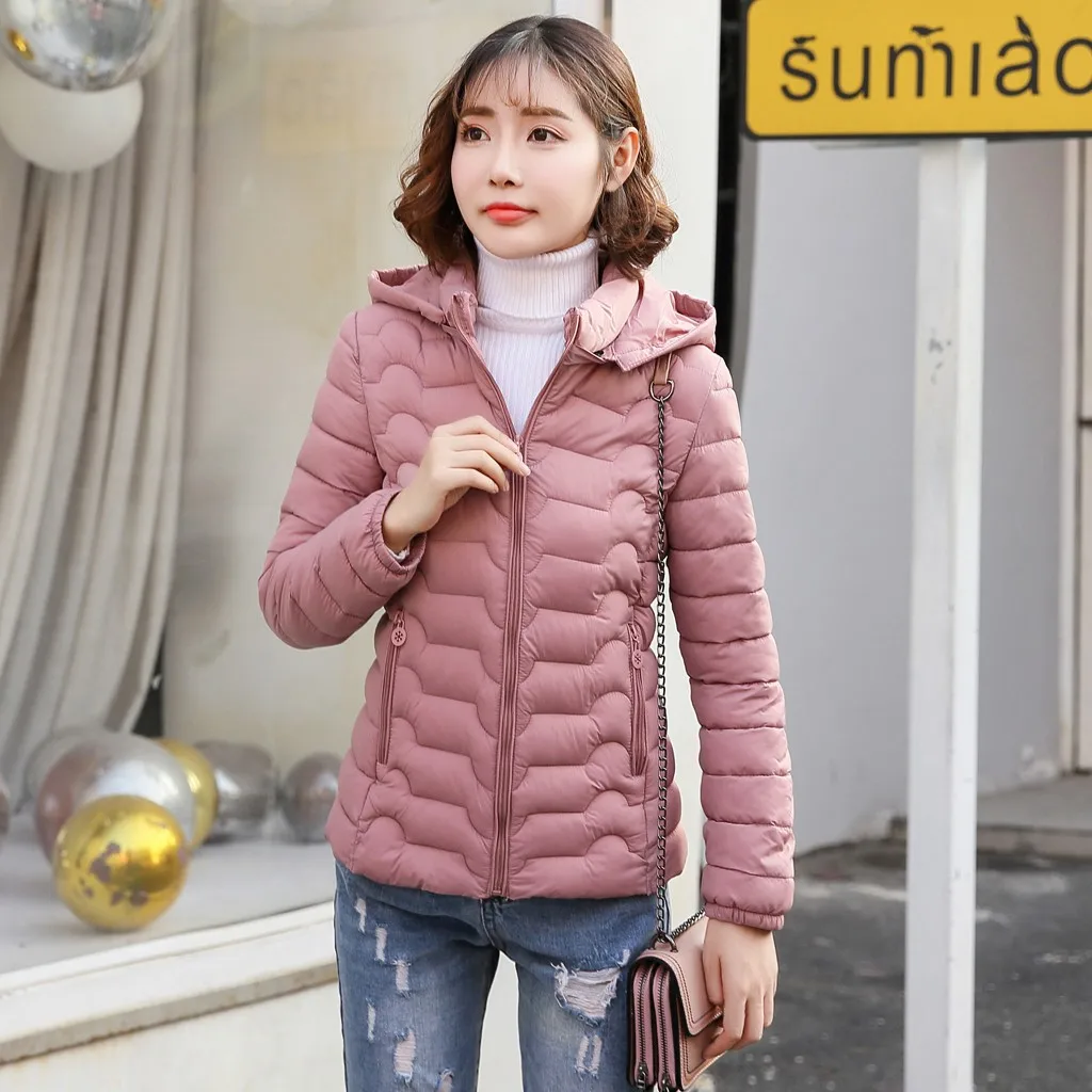 Женская теплая куртка с капюшоном повседневная короткая из хлопка на молнии