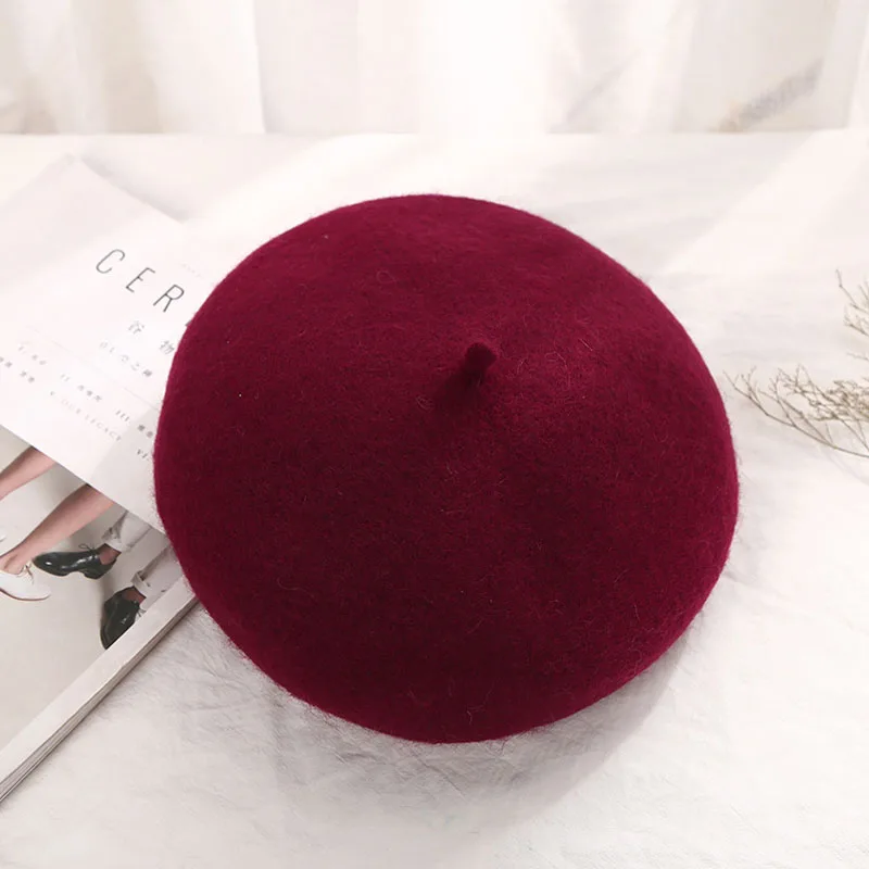 2019 женский элегантный шерстяной берет зимняя теплая Женская шапка для художника