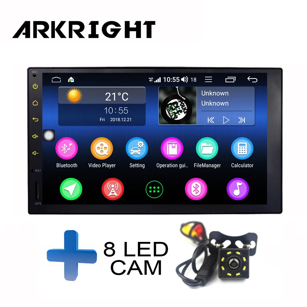 HU-CAM ARKRIGHT 7 ''4+ 64GB 2Din Android автомобильный плеер Android 8,1 Авторадио carplay sc9853i с 4G слотом для сим-карты - Цвет: HU-CAM