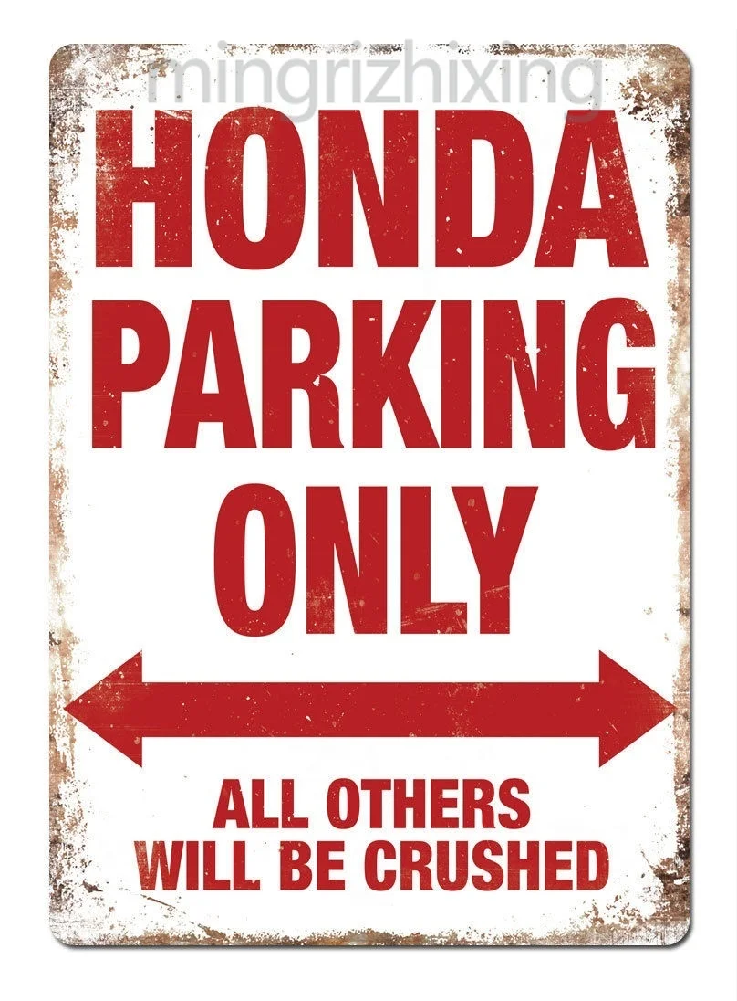 

"HONDA Parking" White Metal Wall Sign Plaque Garage Classic Car Civic Type R(Visit Our Store, More Products!!!)
