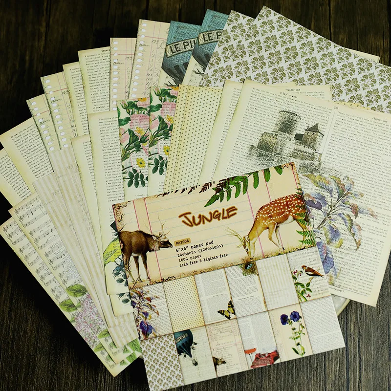 24 adet çöp dergisi kiti yaratıcı Papercraft kuşe kağıt el yapımı Scrapbooking seti kitap