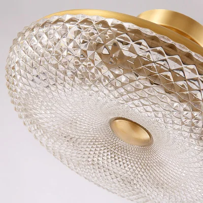 

American copper ceiling lamp modern light luxury copper household bedroom study lamp living room corridor crystal lamps