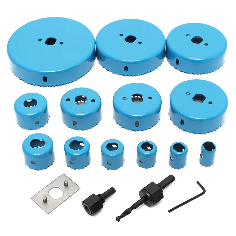 

Blue Hole Saw Cutting Set Kit Tool 19-127mm Wood Working Metal Alloys Carbon Steel Cutting Circular Saw Blade With Case