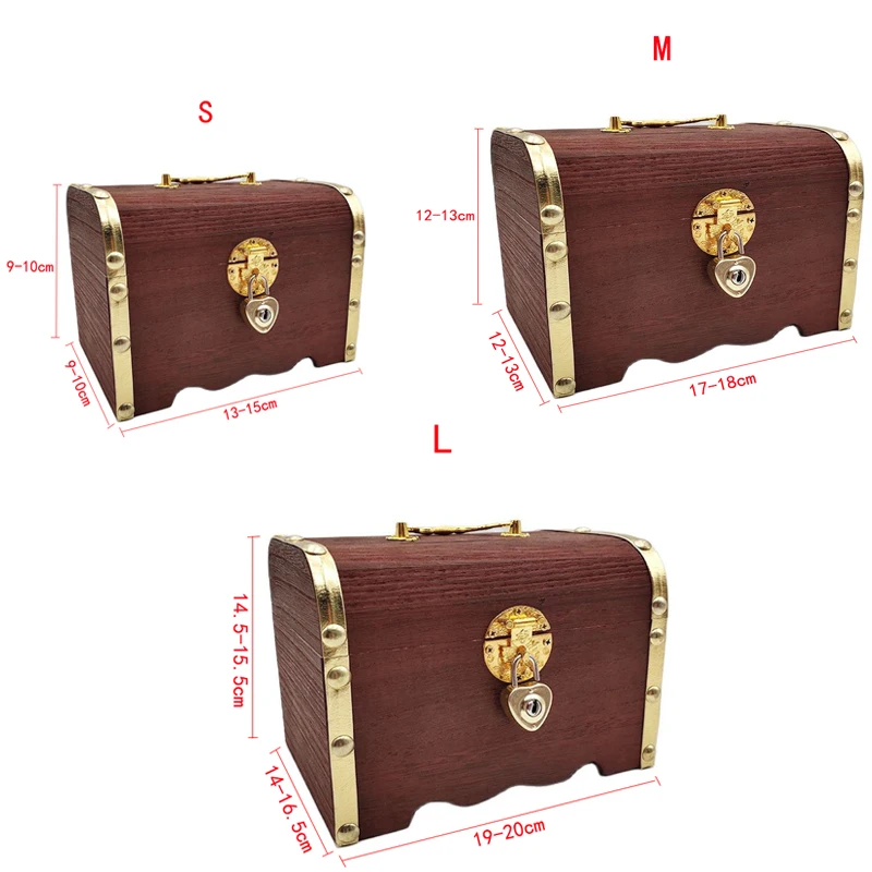 Деревянная коробка Копилка в стиле ретро с замком для хранения монет денег