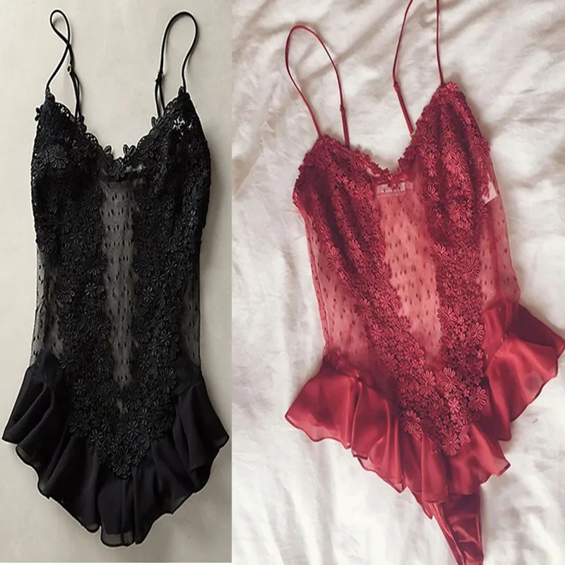 

Эротическое женское нижнее белье, кружевная сетчатая Однотонная ночная сорочка без рукавов, сексуальная ночная рубашка, боди, Эротическая ...