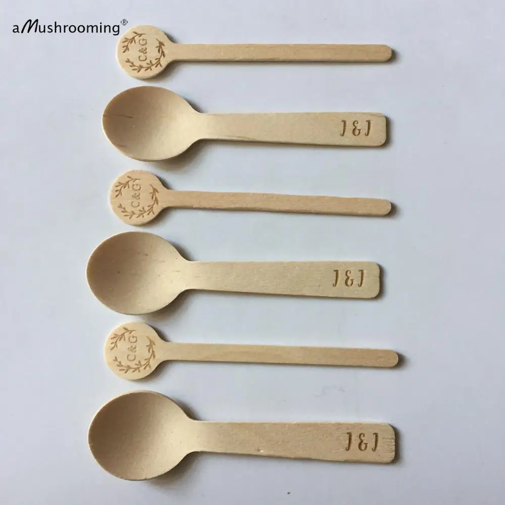 X100 пользовательские деревянные ложки/совок столовые приборы набор десертные