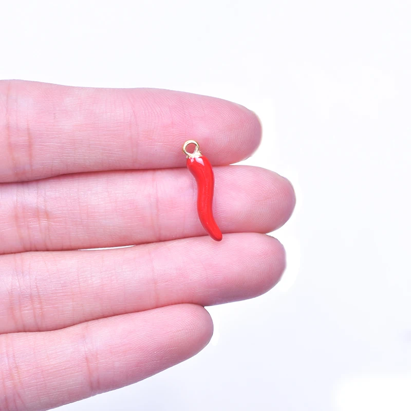 

15pcs Red Chilli Pendant Charms Handmade Accessories For Jewelry Making For Earrings Necklace Supplies Stainless Steel Wholesale
