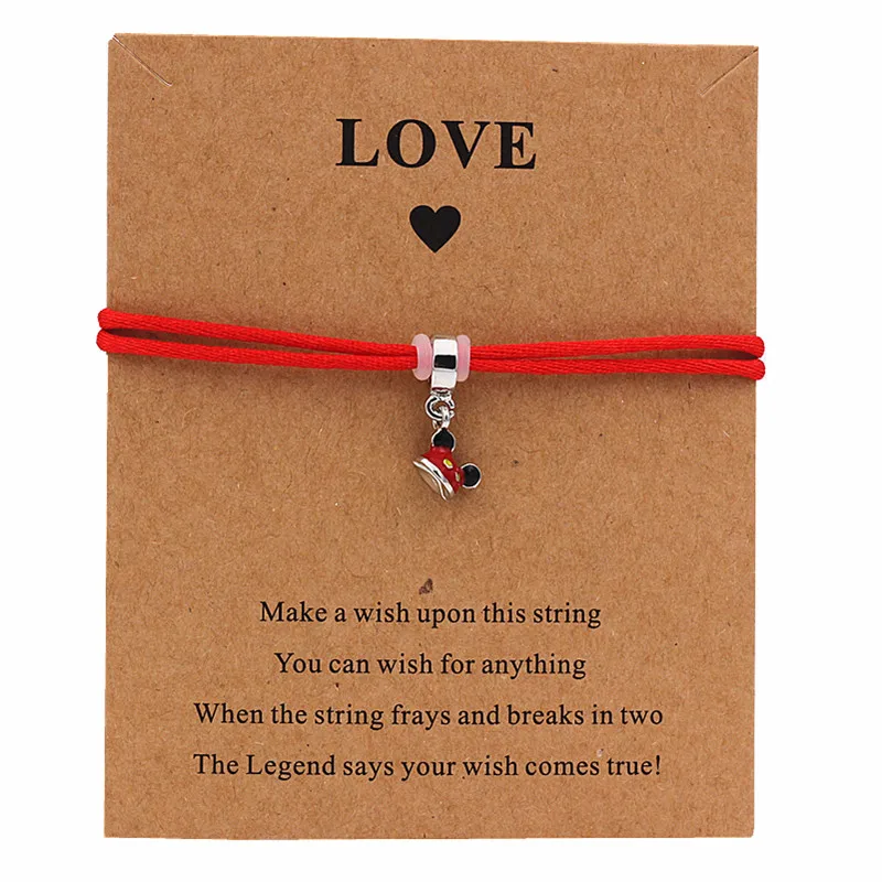6 шт./лот новые модные красные шапки шармы желания браслет ленты браслеты для