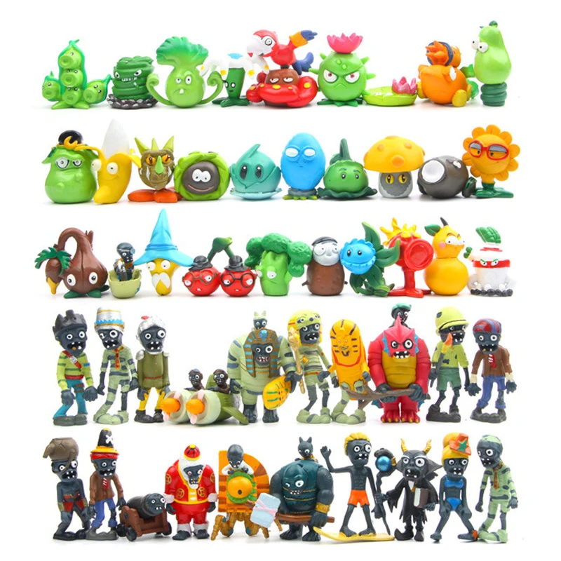 50Pcs/Lot Plants vs Zombies Figures Toys PVZ Plants and Zombies PVC Action Figure Collection Model Toy Gift for Kids Children