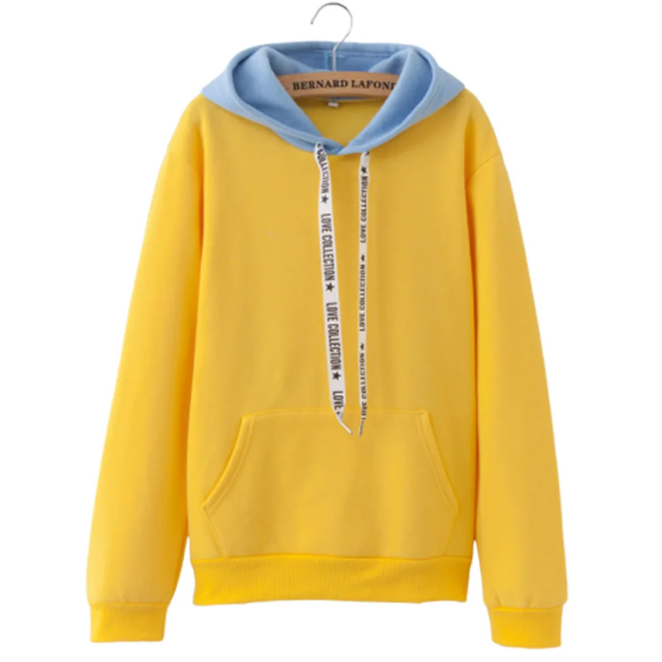 Простой Толстый Худи Женщина Свитшот Спортивная Кофта С Буква Принт Лента