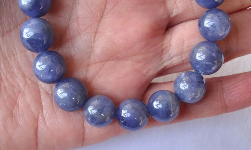 Браслет с бусинами из натурального танзанита 11 мм | Украшения и аксессуары