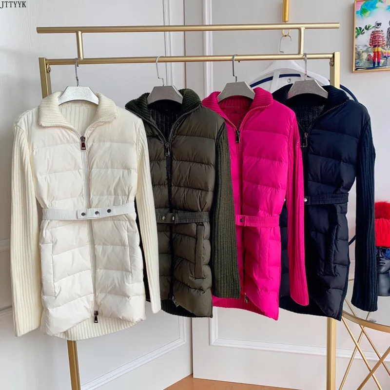 

Женская трикотажная куртка средней длины, повседневная Брендовая верхняя одежда, осень-зима 2021