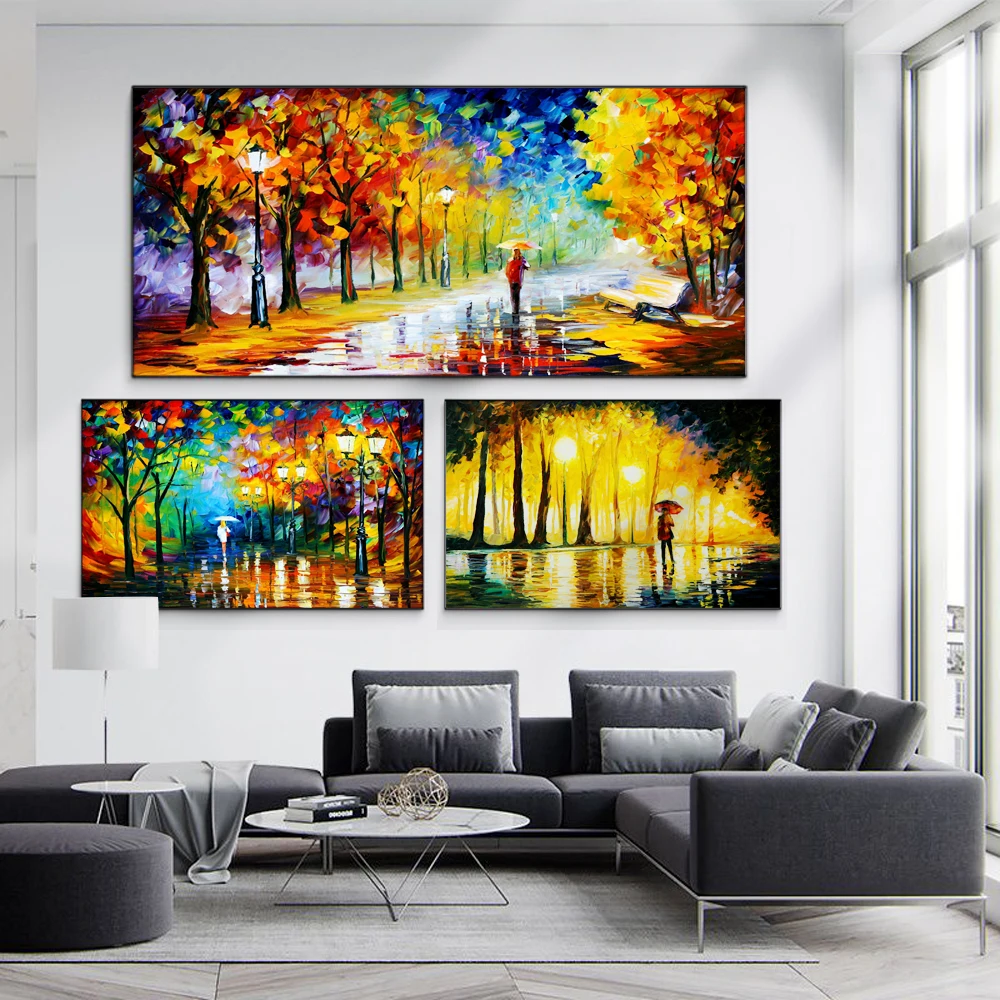 

Nordic abstract oil painting back in rain at night canvas painting office living room corridor home decoration murals