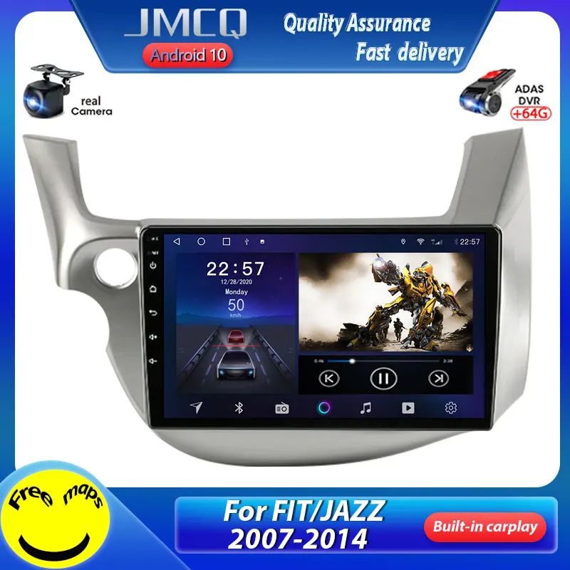 Автомобильный радиоприемник JMCQ 2DIN Android 10 для HONDA FIT JAZZ 2007 2013 мультимедийный