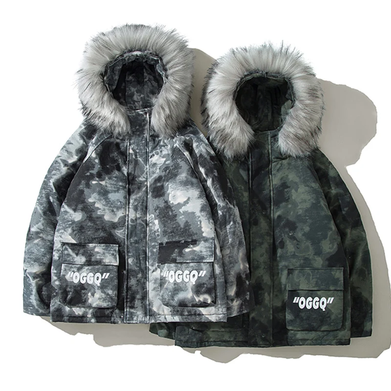 

Женская хлопковая одежда корейская Паркер Камуфляжный принт окрашенное Женское пальто зимняя куртка Хлопковая женская парка оверсайз Тол...