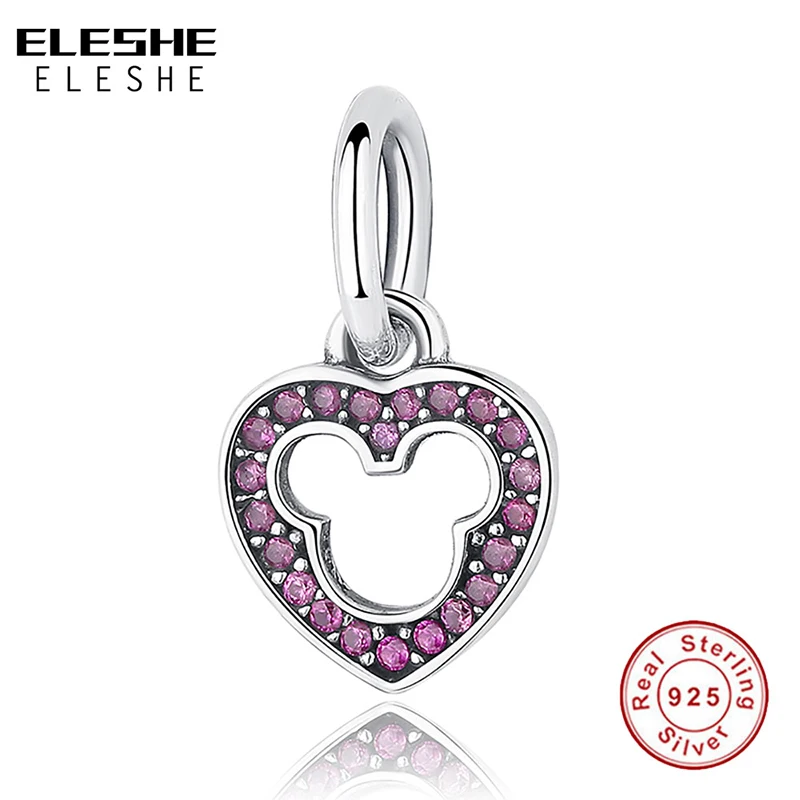 925 стерлингового серебра любящее сердце Форма подвеска с Минни Шарм Браслет Fit &