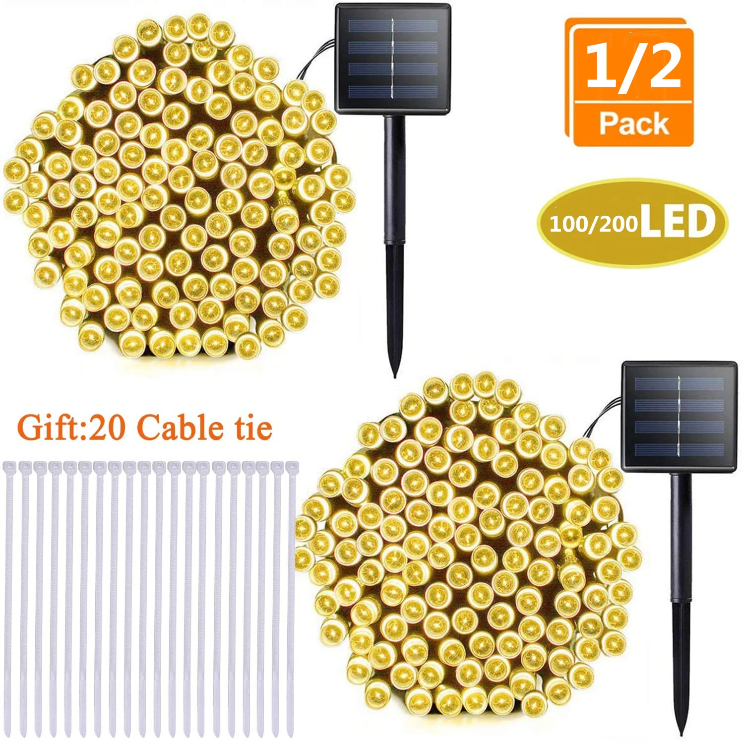 Светодиодные гирлянды на солнечных батареях 8 режимов наружные