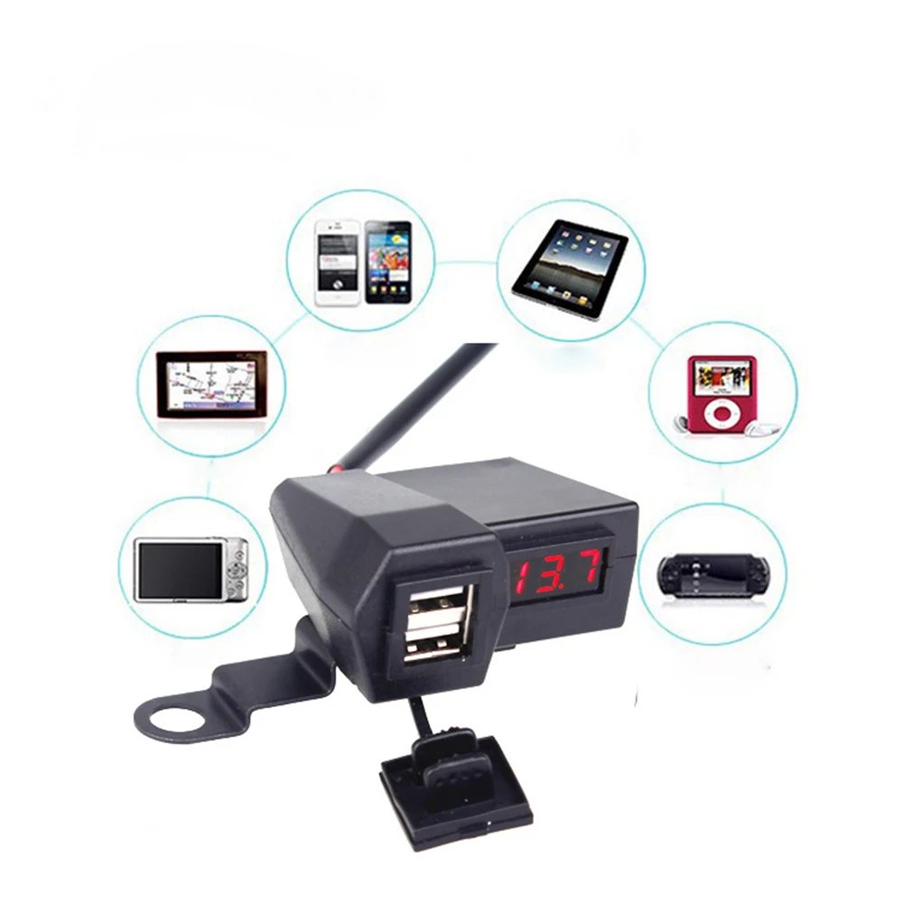 Мотоциклетная зажигалка Адаптер питания Цифровой дисплей Вольтметр зарядное