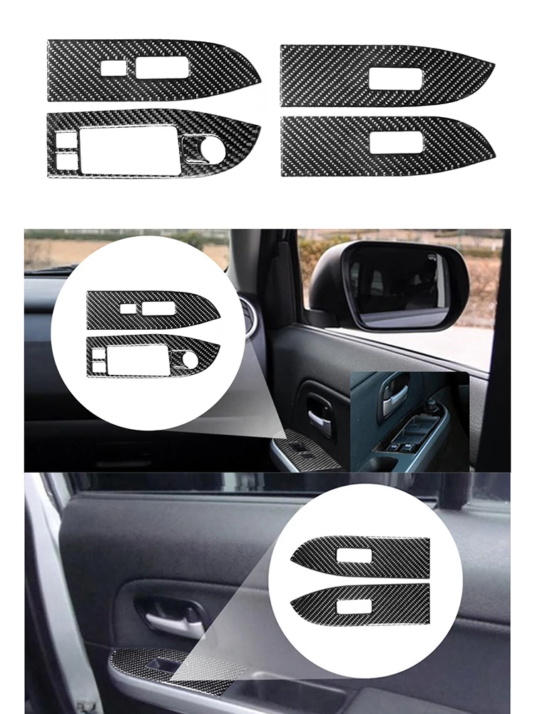

5pcs Door glass lift panel Car Accessories Interior Carbon Fiber For SUZUKI GRAND VITARA 2006-2013 With Manual Transmission