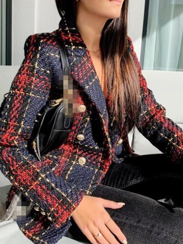 Женское шерстяное пальто зимняя верхняя одежда в клетку английском стиле новые