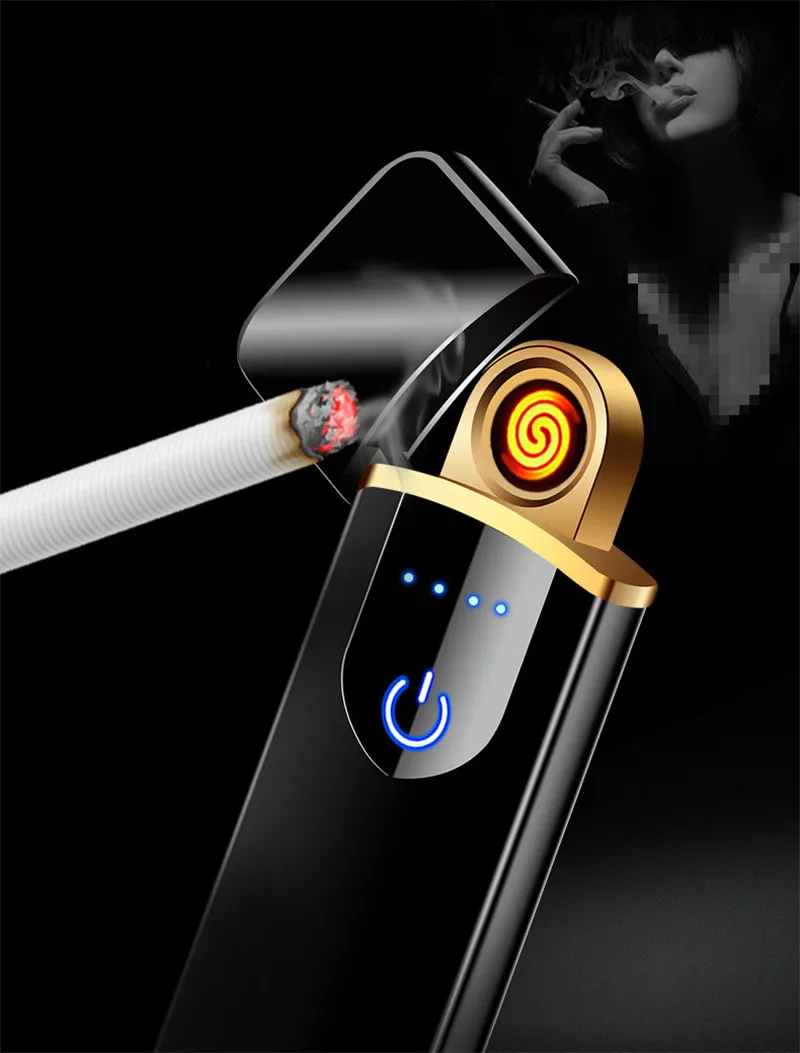 Зажигалка мужская с зарядкой от USB сенсорная Индукционная ветрозащитная