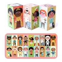 6 figure cubic puzzle wooden cubes building blocks 6pcs and 9 challenge cards toys for kids children early educational game