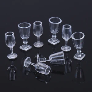 Набор прозрачной посуды, 4 шт.лот, кукольный домик, миниатюрная игрушечная еда, аксессуары для кухни, гостиной, масштаб 1:12