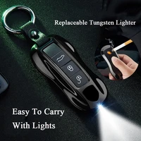 usb windproof lighter creative cool waterproof car key cute keychain lighter smoking accessories men gifts