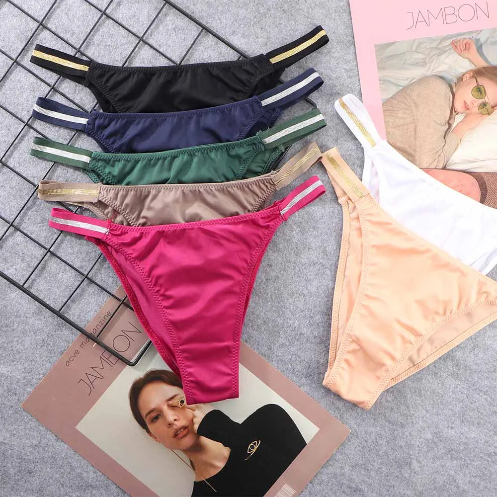 

Sexy Seamless Women Panties Bikini Bottoom Low-rise Tempting Thong Thin Ice Silk Underwear Girls Soft Breathable Underpants