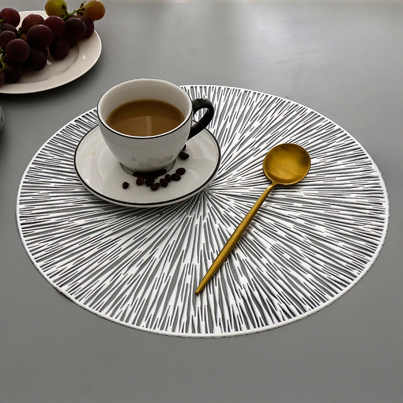 

PVC Fireworks Hollow Nordic Style Non-slip Kitchen Placemat Coaster Insulation Pad Dish Coffee Table Mat Home Hotel Decor 51036
