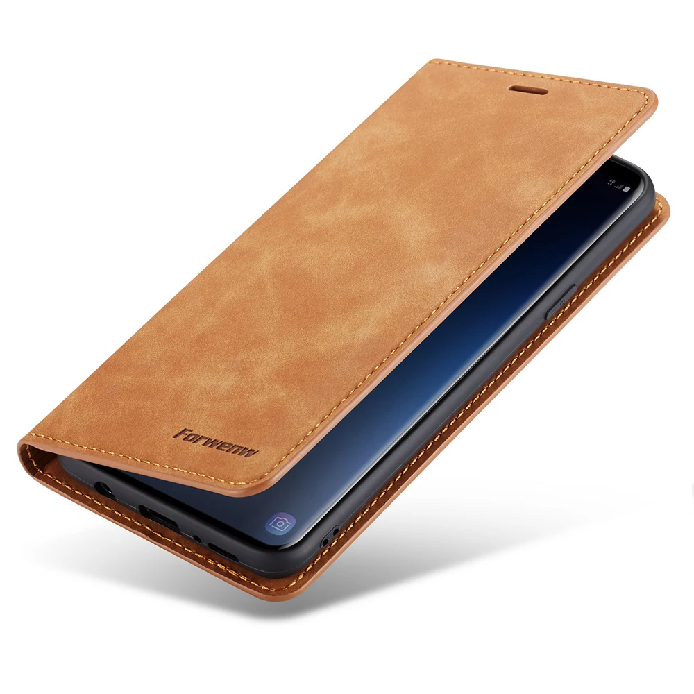 LAPOPNUT Матовый кожаный чехол кошелек для Samsung Galaxy S9 Plus S10 5G S10E Note 9 мужской флип