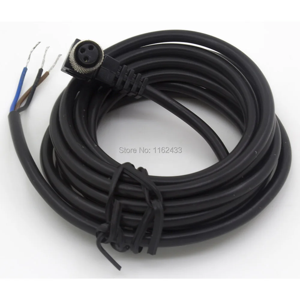 Коннектор для датчика M8 3 контакта гнездо с изгибом 2 м кабель из ПВХ приближения