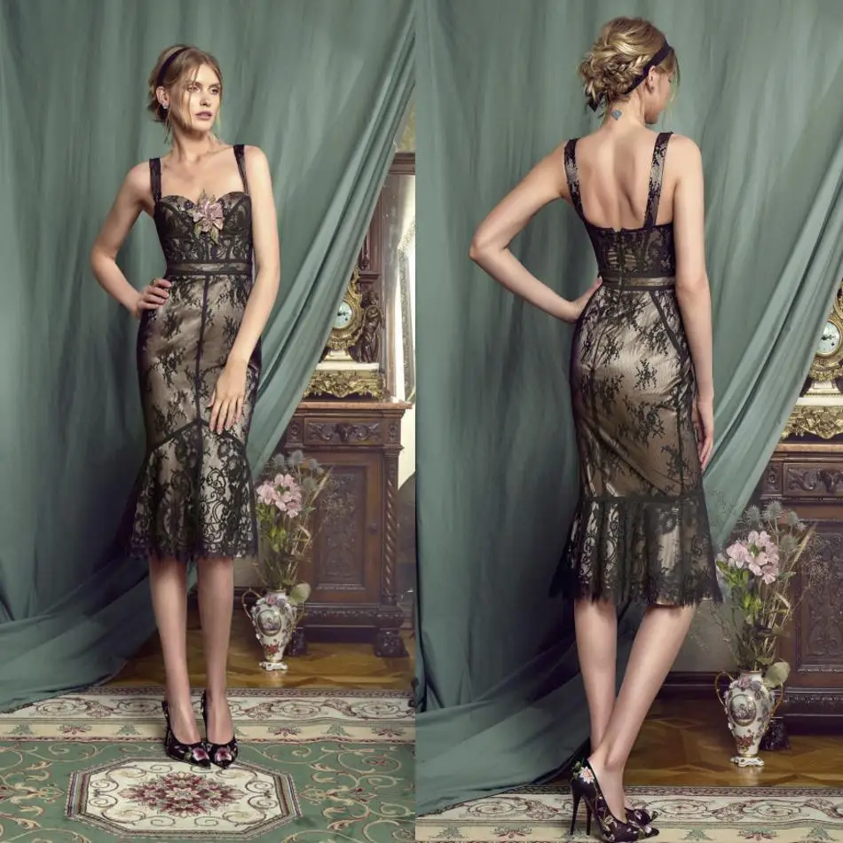 2020 Mother of the Bride Dresses Spaghetti Straps Sleeveless Appliques Evening Gowns Knee-Length Backless Wedding Guest Dress | Свадьбы и