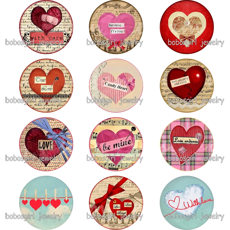 Стеклянный кабошон GS9787 с застежкой-кнопкой в виде сердца | Украшения и аксессуары
