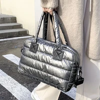 fashion down space women shoulder bag winter nylon quilted handbags down padded crossbody bags for women 2022 ladies pad tote