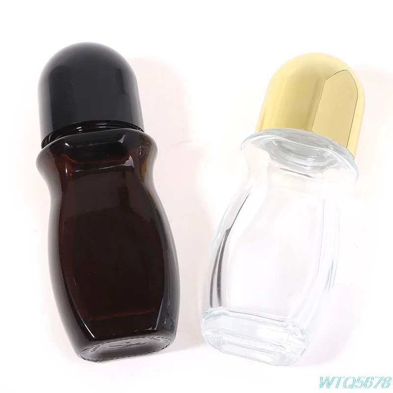 

Amber 50ml empty glass roll-on deodorant bottles with Plastic Roller Ball