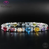 huisept luxury charm bracelets 925 silver jewelry colorful topaz gemstones accessory for women wedding engagement party bracelet